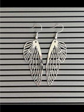 Silver Wing Cutout Dangle Earrings - Women Jewelry